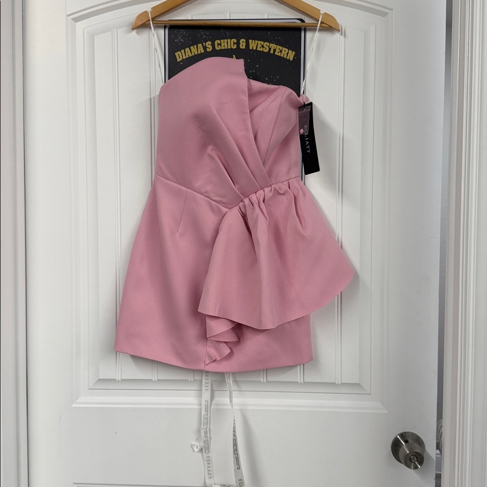 Strapless Pink Ruffle Mini Dress - Picture 8 of 11